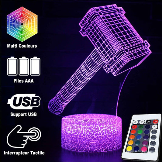 3D-Lampe Marvel Thor-Hammer Mjöllnir