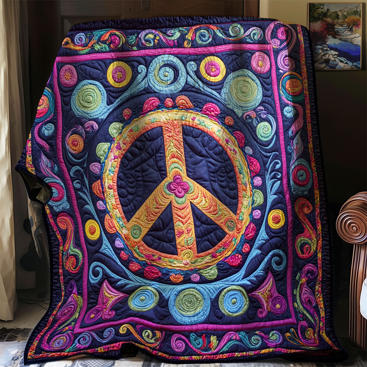 Trippy Hippie Zeichen Decke