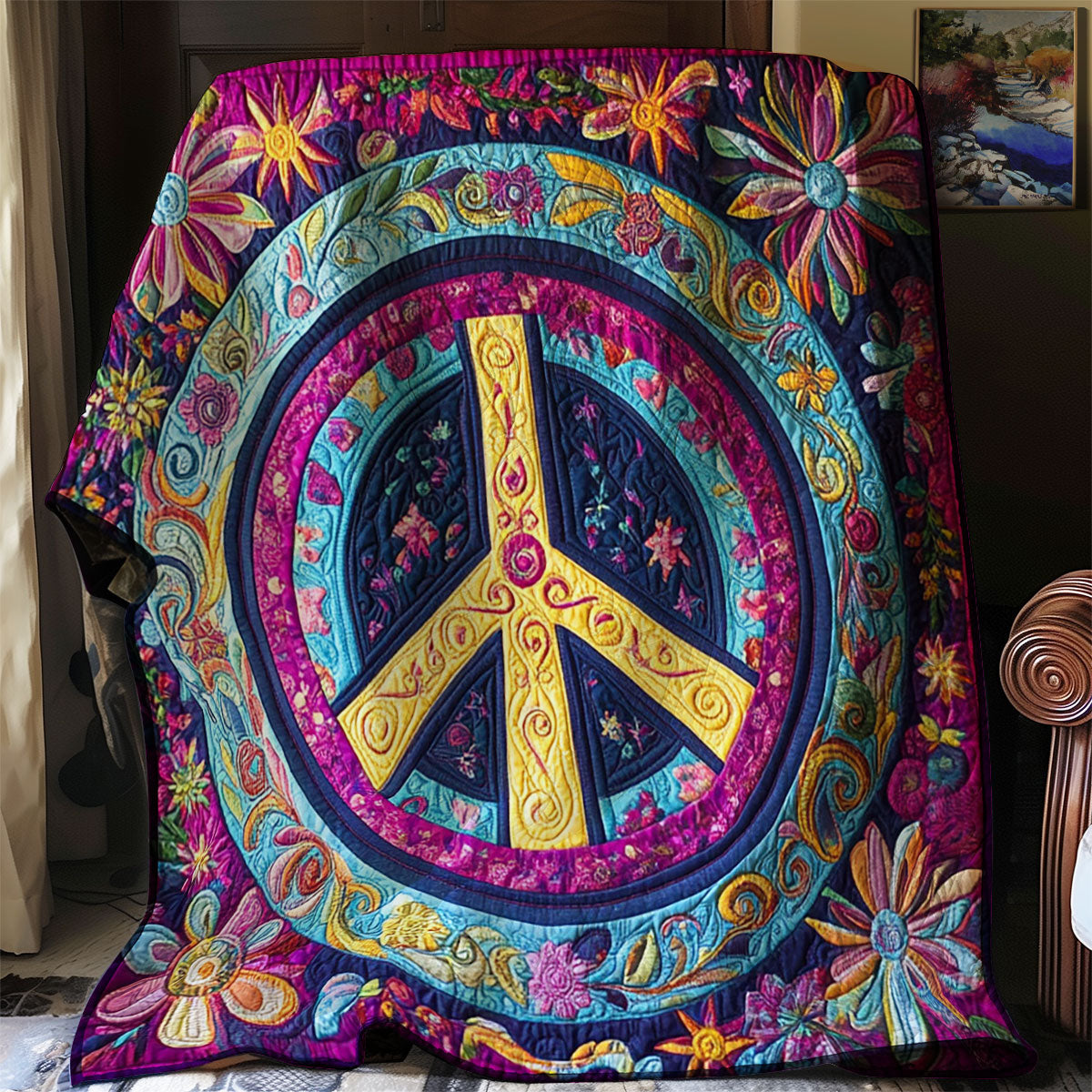 Trippy Hippie Zeichen Decke
