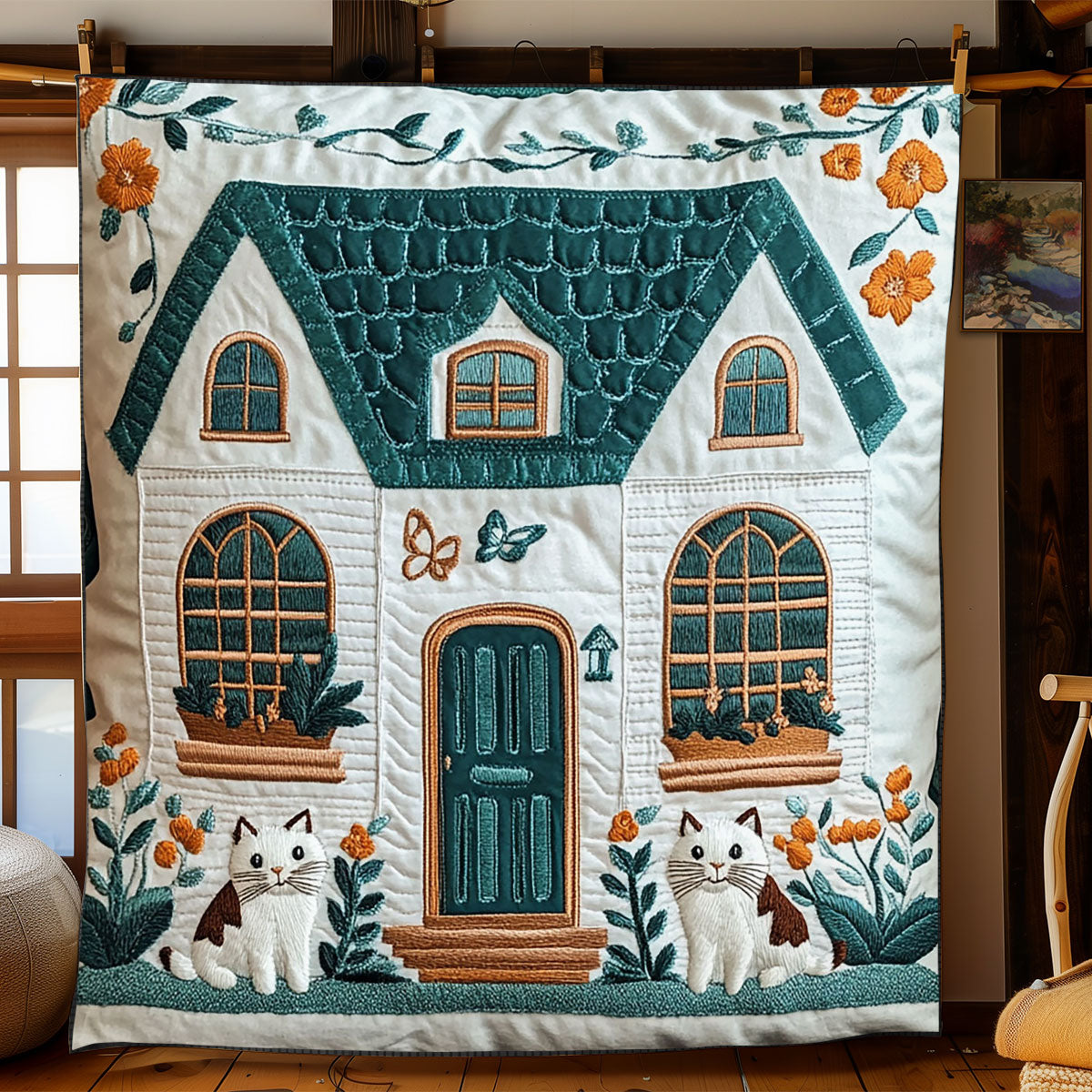 Gemütliche Cottage Katzen-Decke