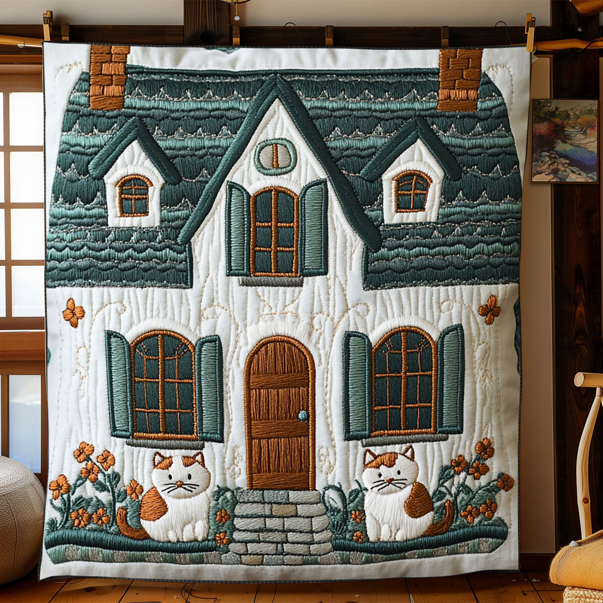 Gemütliche Cottage Katzen-Decke