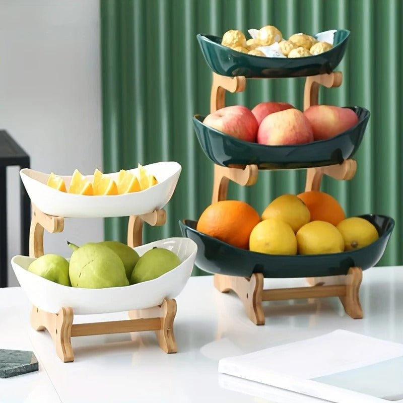 Frendorf | BambuNest – Modernes Bambus-Obstkorb mit abnehmbaren Tabletts & Mehrere Ebenen Design