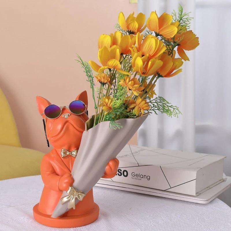 Frendorf | BulldogBloom French Bulldog Blumenvase | Stilvolle Tier-Deko für Zuhause | Handgefertigt | Farbvielfalt