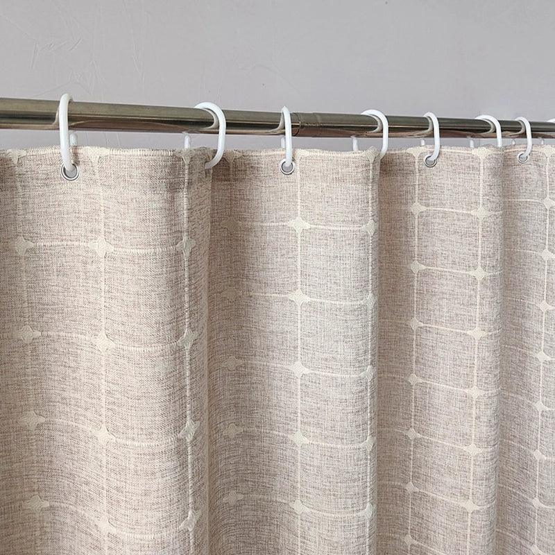 Frendorf | Moderne Jacquard-Leinen-Duschvorhang mit Quasten (1 Stk)  │ Für nordische Badezimmerdekoration
