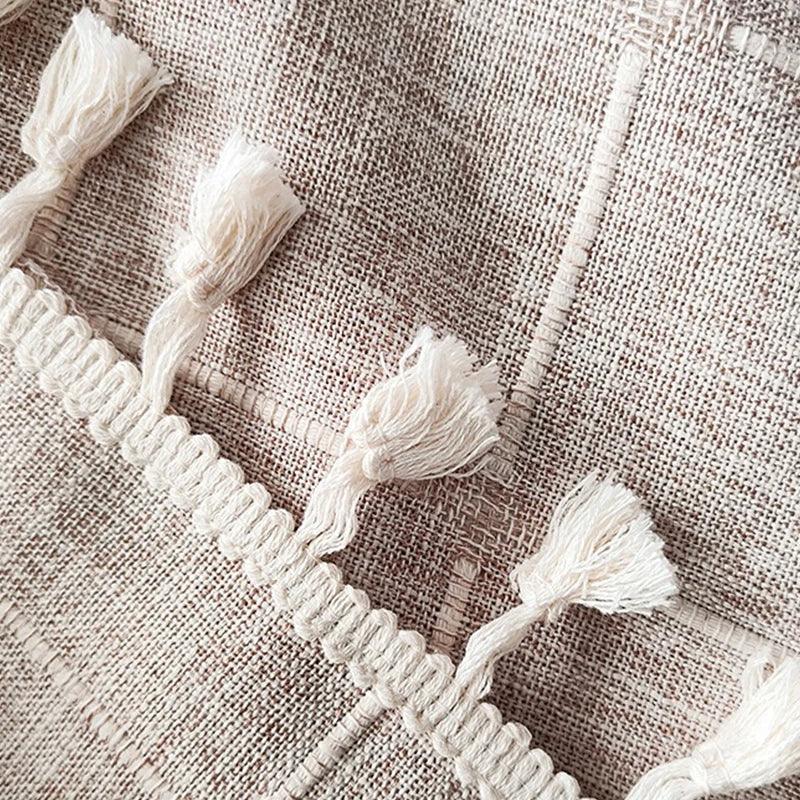 Frendorf | Moderne Jacquard-Leinen-Duschvorhang mit Quasten (1 Stk)  │ Für nordische Badezimmerdekoration