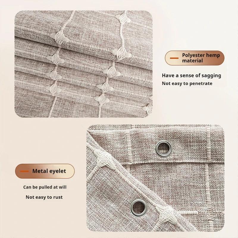 Frendorf | Moderne Jacquard-Leinen-Duschvorhang mit Quasten (1 Stk)  │ Für nordische Badezimmerdekoration
