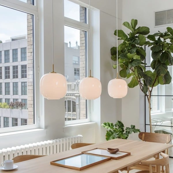 Frendorf | LunaNord Skandinavische Opalglas-Pendelleuchte | Minimalistisch & Modern | Elegante Beleuchtung für Zuhause