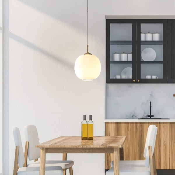 Frendorf | LunaNord Skandinavische Opalglas-Pendelleuchte | Minimalistisch & Modern | Elegante Beleuchtung für Zuhause