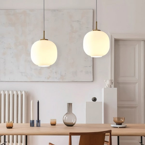 Frendorf | LunaNord Skandinavische Opalglas-Pendelleuchte | Minimalistisch & Modern | Elegante Beleuchtung für Zuhause