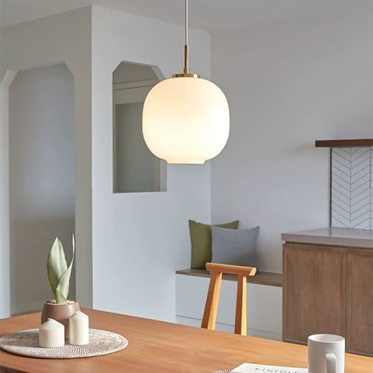 Frendorf | LunaNord Skandinavische Opalglas-Pendelleuchte | Minimalistisch & Modern | Elegante Beleuchtung für Zuhause