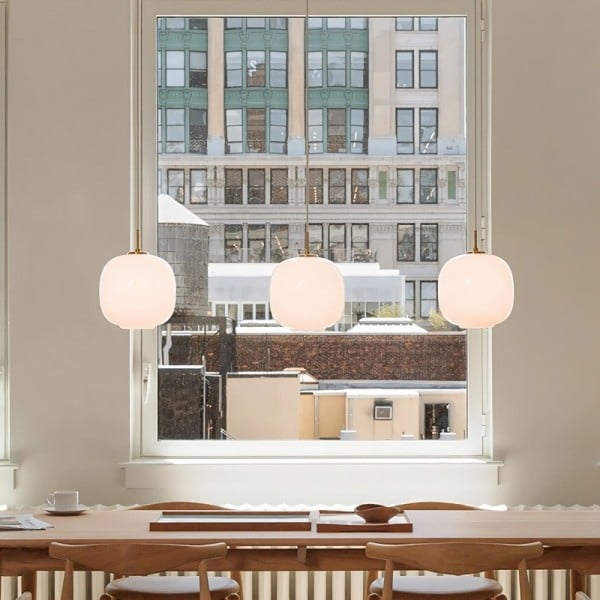 Frendorf | LunaNord Skandinavische Opalglas-Pendelleuchte | Minimalistisch & Modern | Elegante Beleuchtung für Zuhause