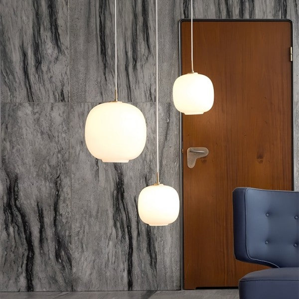 Frendorf | LunaNord Skandinavische Opalglas-Pendelleuchte | Minimalistisch & Modern | Elegante Beleuchtung für Zuhause