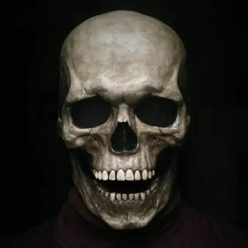 Frendorf | Beweglicher Kiefer, realistische Totenkopfmaske für den ganzen Kopf – menschliche Skelettmaske für Halloween-Partys