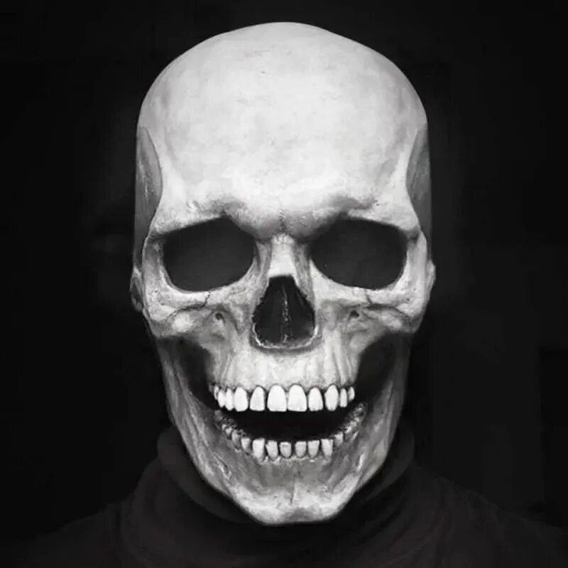 Frendorf | Beweglicher Kiefer, realistische Totenkopfmaske für den ganzen Kopf – menschliche Skelettmaske für Halloween-Partys