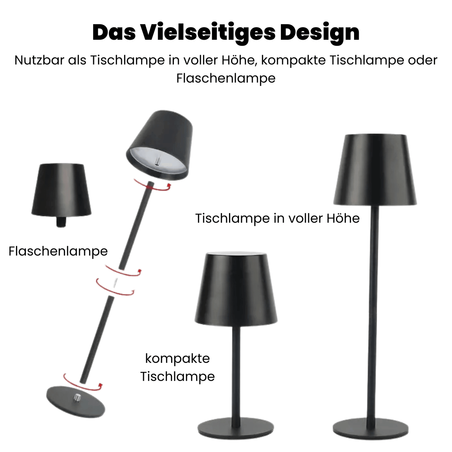 Frendorf LED Tischlampe – Kabellos, Touch-Bedienung & Dimmbares Licht