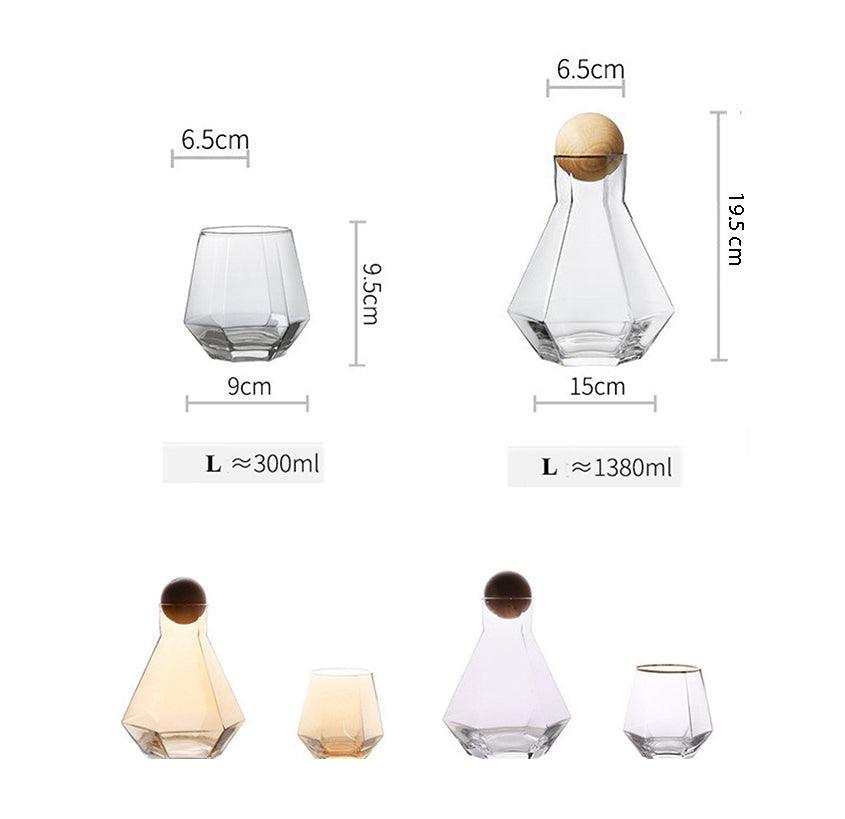 Frendorf | Glasselle Diamant Glas Set | Handgefertigte Trinkgläser & Karaffen | Luxuriöse Glasware für Wein, Wasser & Cocktails