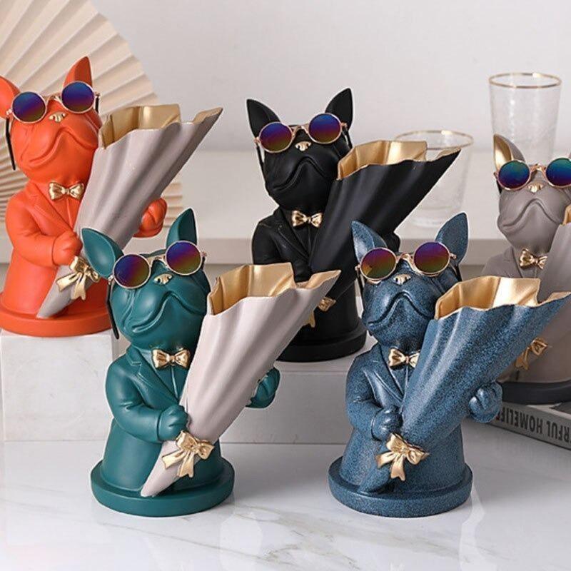 Frendorf | BulldogBloom French Bulldog Blumenvase | Stilvolle Tier-Deko für Zuhause | Handgefertigt | Farbvielfalt