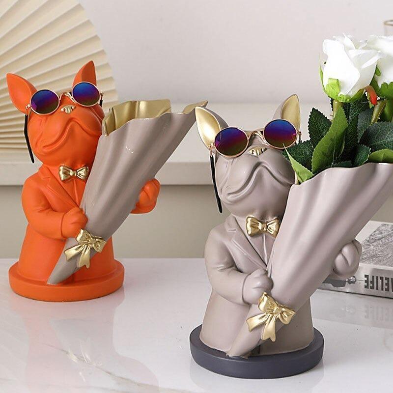 Frendorf | BulldogBloom French Bulldog Blumenvase | Stilvolle Tier-Deko für Zuhause | Handgefertigt | Farbvielfalt