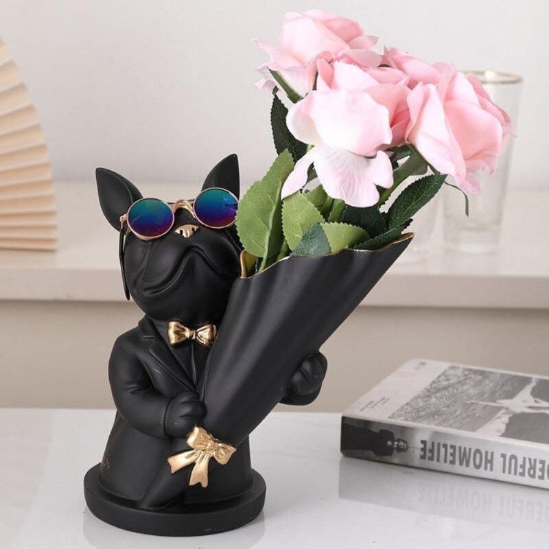 Frendorf | BulldogBloom French Bulldog Blumenvase | Stilvolle Tier-Deko für Zuhause | Handgefertigt | Farbvielfalt