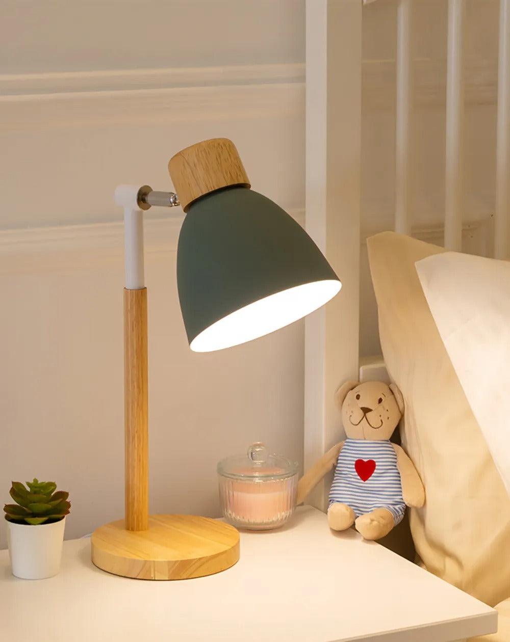 Nordische Tischlampe | Holz, Eisen