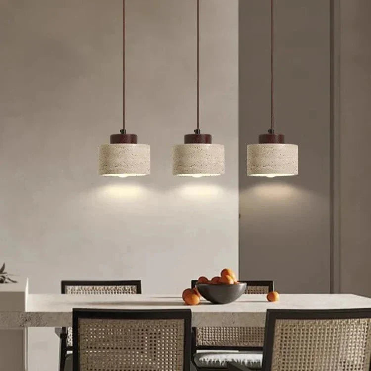 Frendorf | Retro Charm LED Hängeleuchte Travertin D12 x H10cm