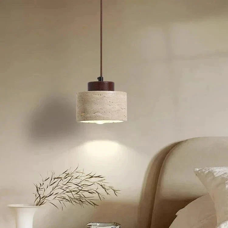 Frendorf | Retro Charm LED Hängeleuchte Travertin D12 x H10cm