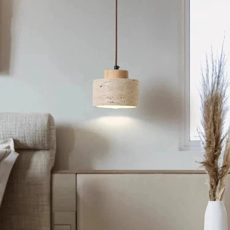 Frendorf | Retro Charm LED Hängeleuchte Travertin D12 x H10cm