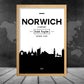 Norwich City Skyline Stadtansicht Druck