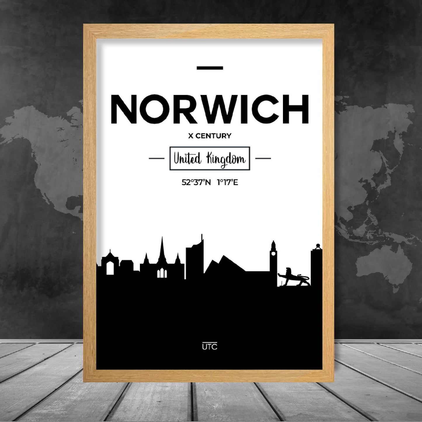 Norwich City Skyline Stadtansicht Druck