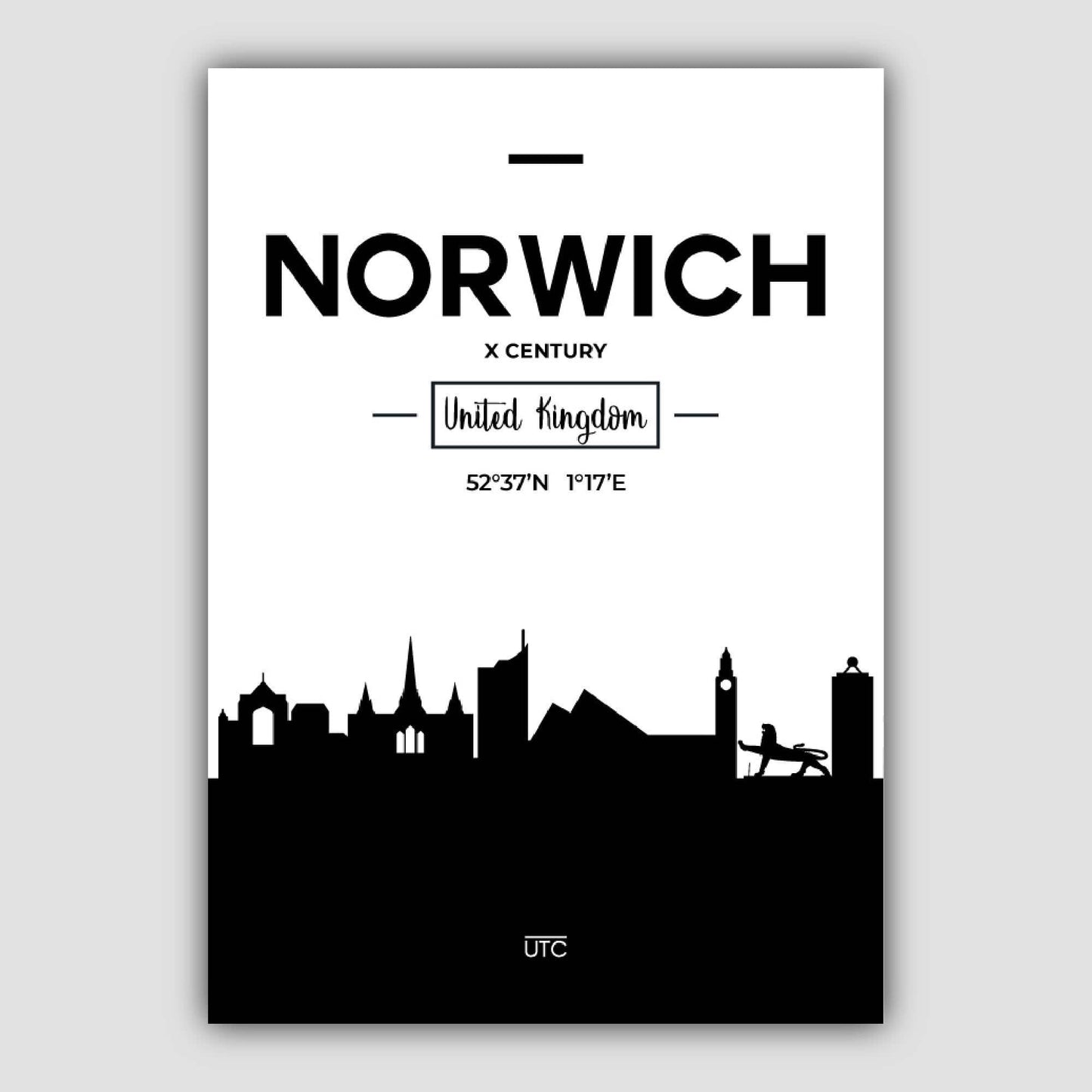 Norwich City Skyline Stadtansicht Druck