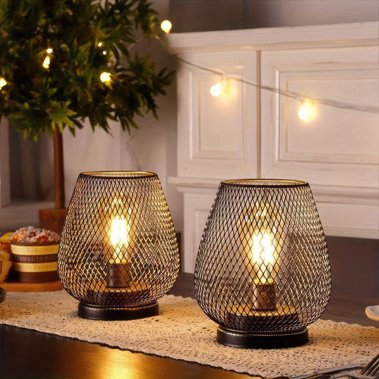 RusticMesh Tischlampen Set – Industrieller Stil und Stimmungsvolle Beleuchtung