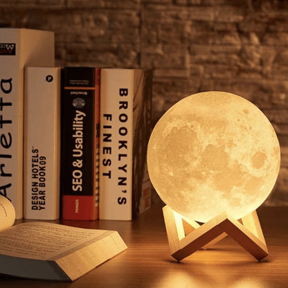 3D-Printed Moon Lamp | Rechargeable Lunar Sphere | Touch Control LED