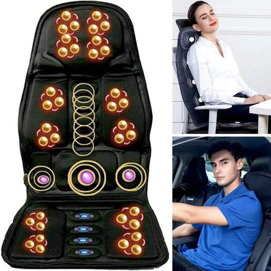 Frendorf | 8 Mode Massagesitzauflage mit beheiztem Rücken-Nacken-Kissen für Auto & Zuhause