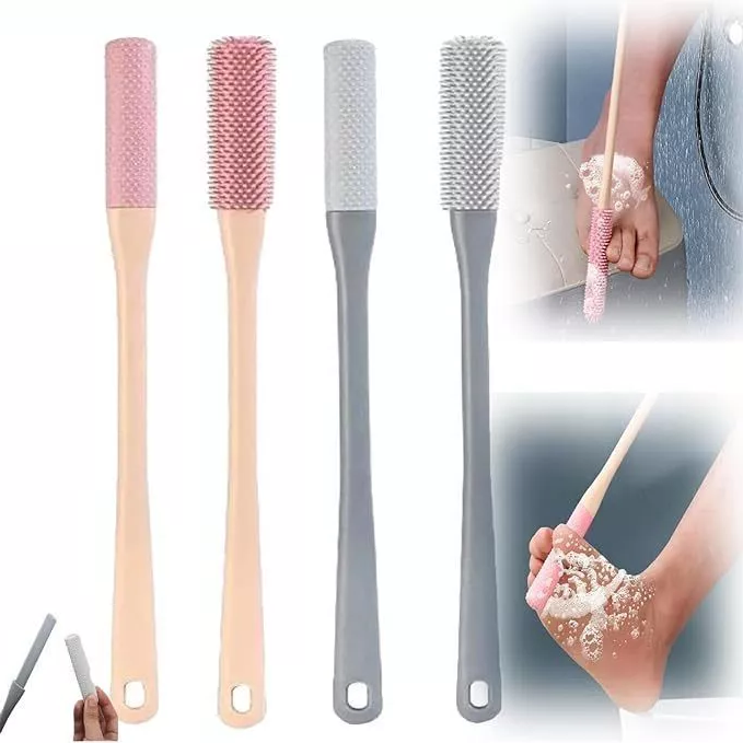 Frendorf | Toe Gap Reinigungsbürste mit langem Griff Grau-1 Set (Reinigungsbürste + Anti-Juckreiz Bürste)