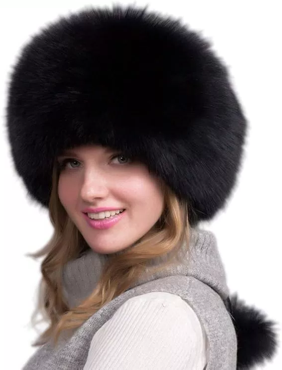 Frendorf | 100% natürliche Fuchs-Fellmütze Damen Kappe dicke Fellmütze Winter warme Mütze weibliche Mode für Frauen Mütze mit Ohrenschützern Mütze