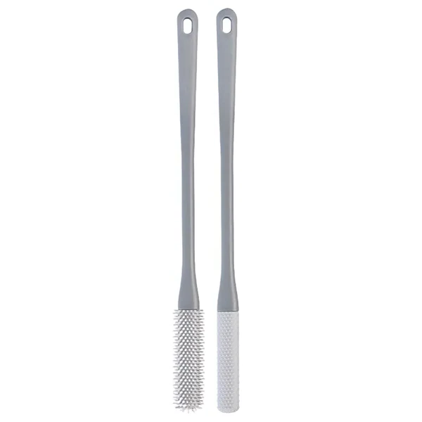 Frendorf | Toe Gap Reinigungsbürste mit langem Griff Grau-1 Set (Reinigungsbürste + Anti-Juckreiz Bürste)