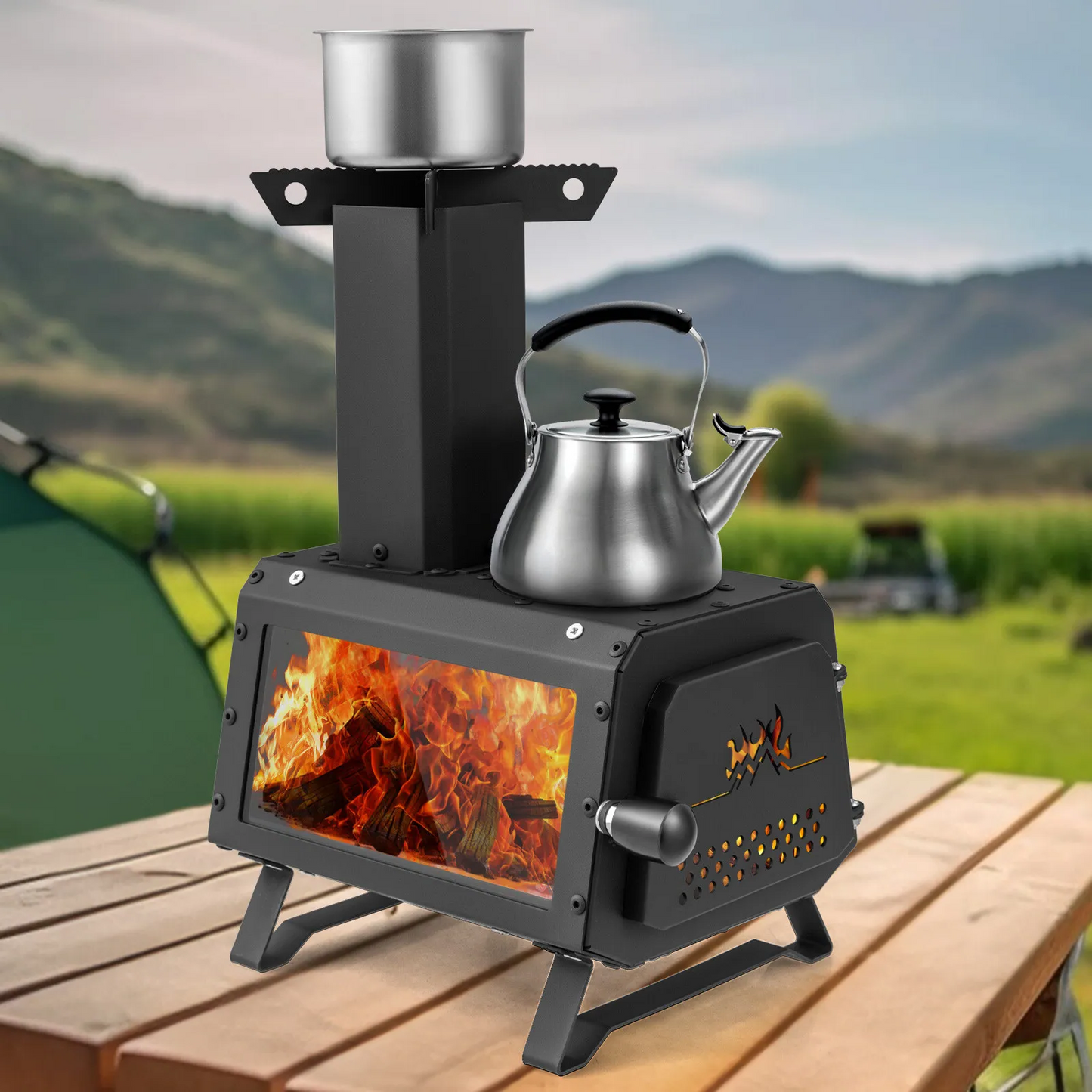Frendorf | Portabler Holzverbrennungs Camping Kochofen Herd