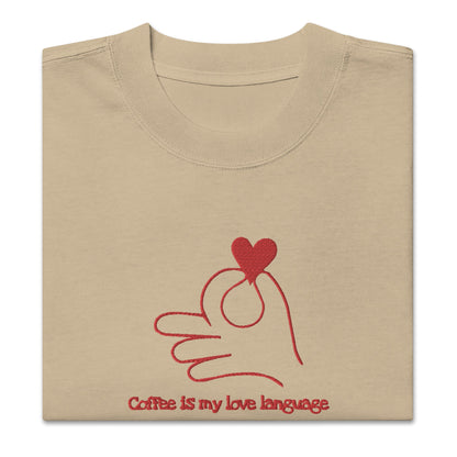 Kaffee ist meine Liebessprache Oversized ausgewaschenes T-Shirt