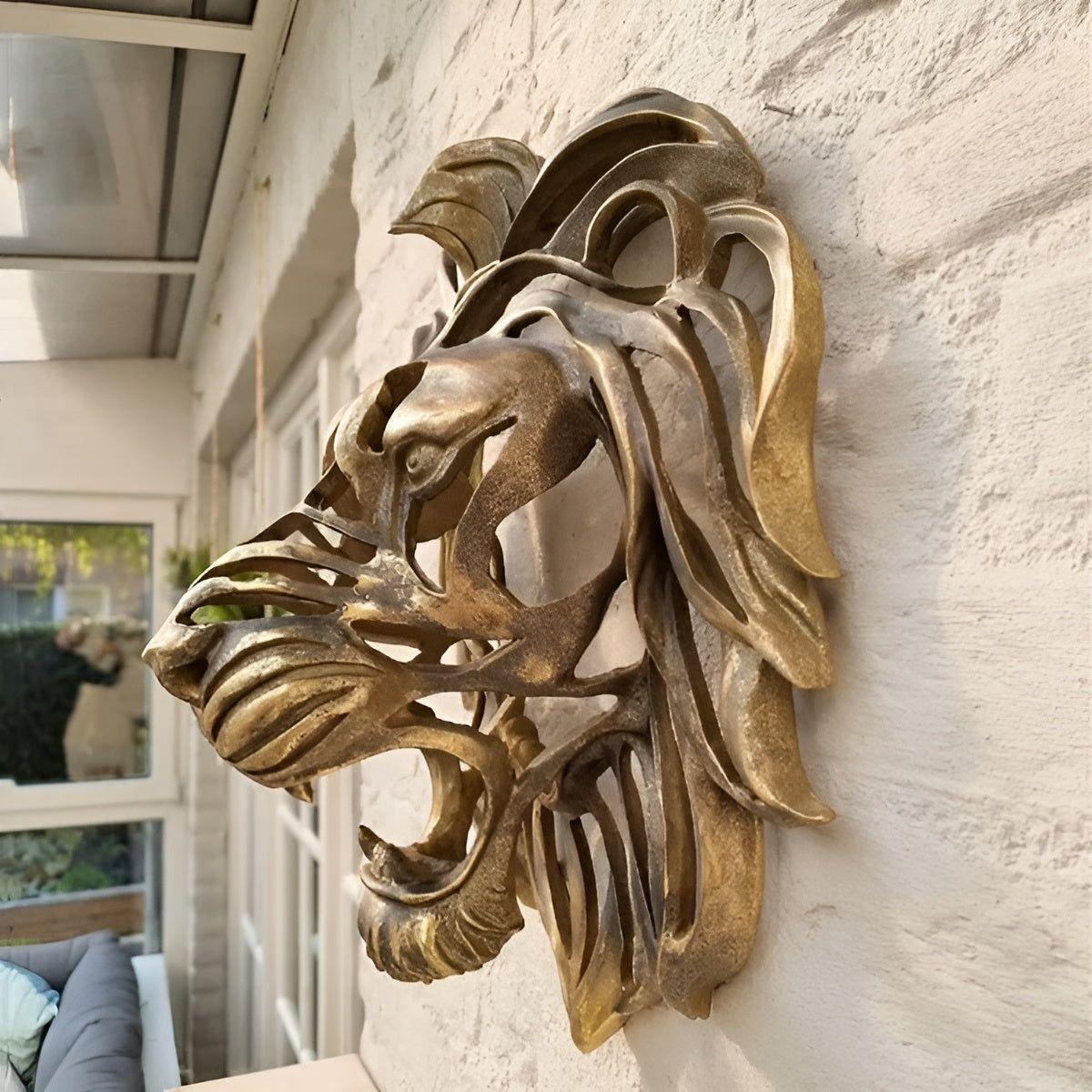 Frendorf | RegalRoar – Exquisite vergoldete Löwenkopfwandskulptur
