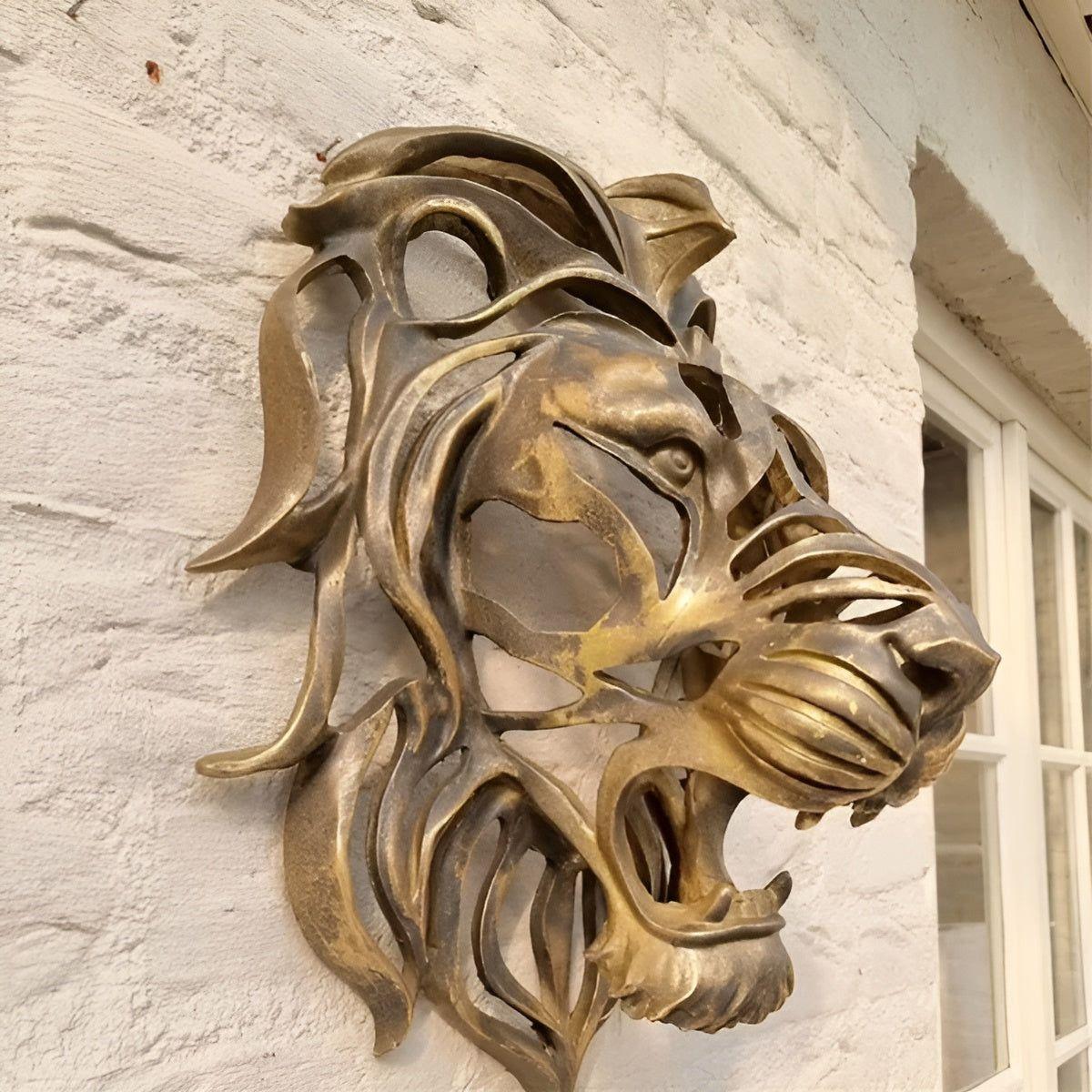 Frendorf | RegalRoar – Exquisite vergoldete Löwenkopfwandskulptur