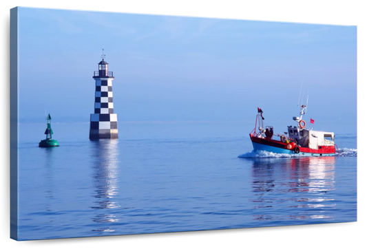 Frendorf | Les Perdrix Leuchtturm und Fischereiboot Wandkunst