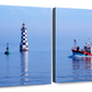 Frendorf | Les Perdrix Leuchtturm und Fischereiboot Wandkunst