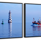 Frendorf | Les Perdrix Leuchtturm und Fischereiboot Wandkunst