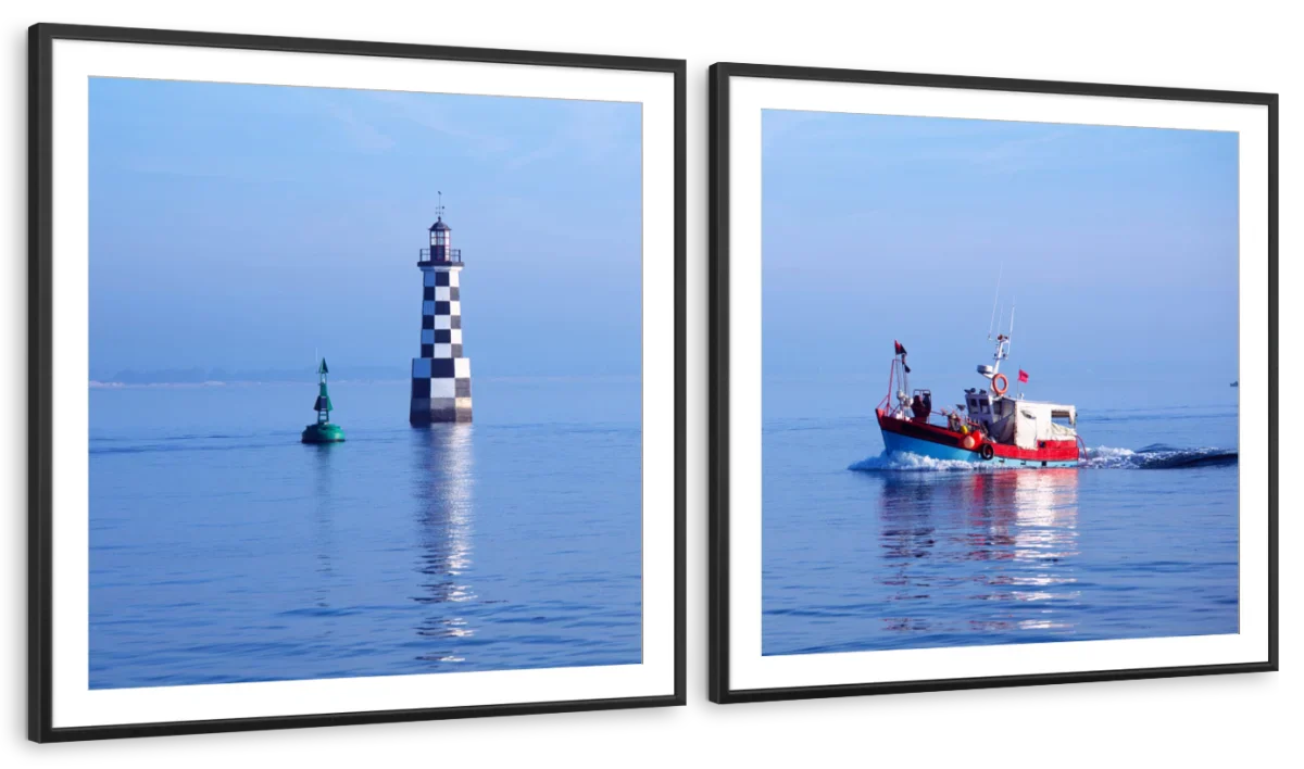 Frendorf | Les Perdrix Leuchtturm und Fischereiboot Wandkunst