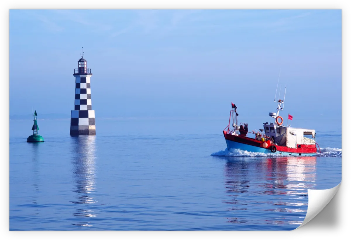 Frendorf | Les Perdrix Leuchtturm und Fischereiboot Wandkunst