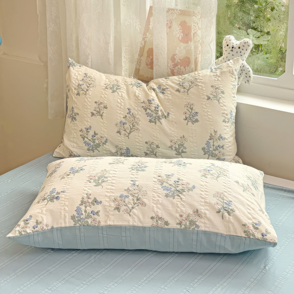 Pastellblaue Blumen Druck Bettwäsche Set