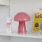 Pastellfarbene Glas-Pilz-Tischlampe