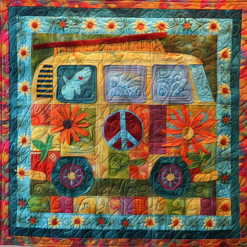 Peace Hippie Van Decke