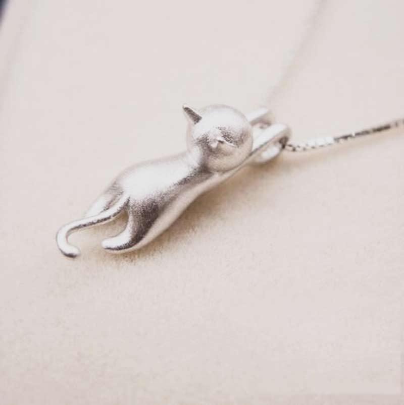 Frendorf | Katze Kette | 925 Silber Halskette mit Katzenanhänger