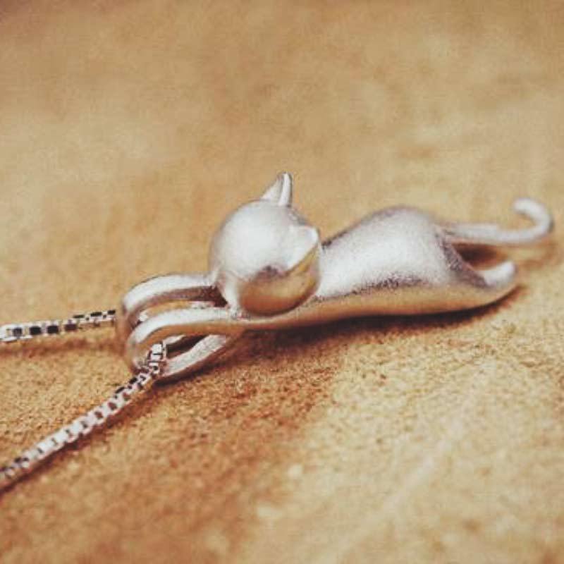 Frendorf | Katze Kette | 925 Silber Halskette mit Katzenanhänger